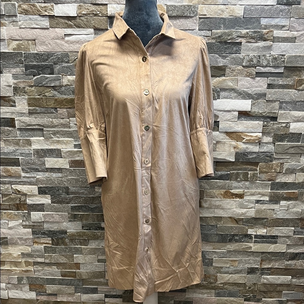 New Gretchen Scott Designs Tan Long Sleeve Dress